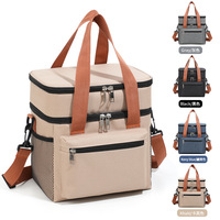 Multifunctional Double Layers Tote Cooler Lunch Bags for Women Men Large Capacity Travel Picnic Lunch Box with Shoulder Strap