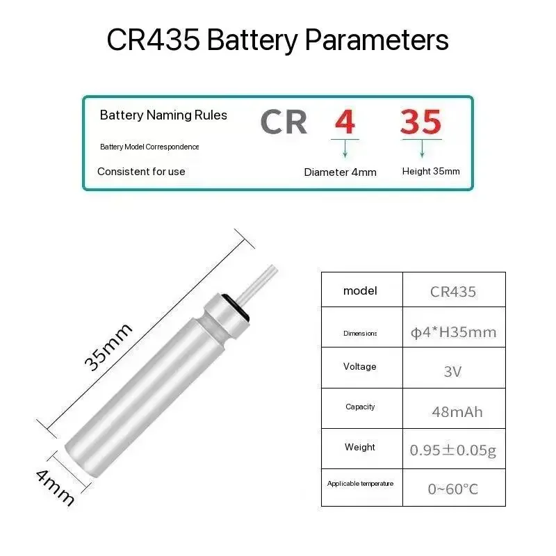 CR435 Luminous Lithium Battery for Electronic Fishing Floats Night Fishing Float Power Cell Tackle Accessories 5-100PCS