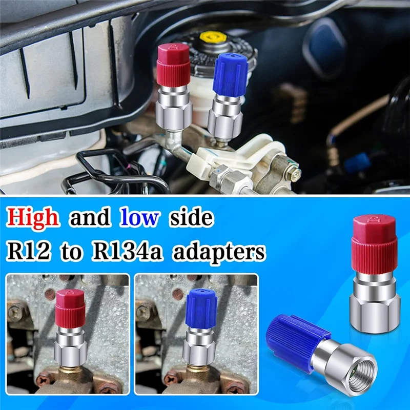 ABZV-R12 auf R134a-Umrüstsatz, AC-Nachrüst-Fitting-Adapter-Kit, 1/4 Zoll Innengewinde, für automatisches A/C-Kältemittelsystem