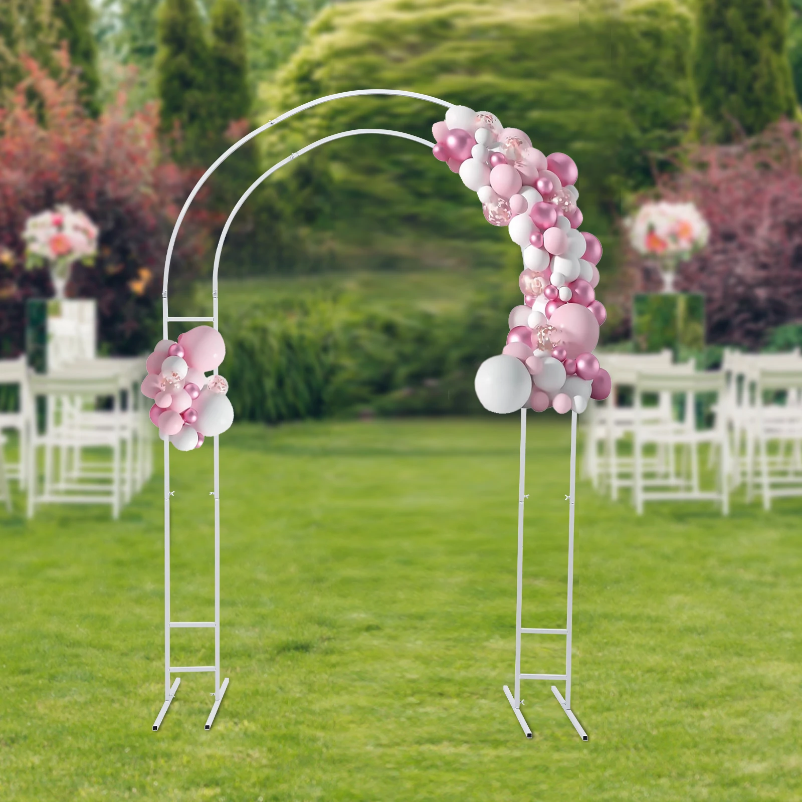 Imagem -02 - Arco do Casamento do Metal Branco Arco do Balão Suporte do Cenário para o Casamento o Jardim a Jarda a Decoração Interna e Exterior do Partido 7.2ft