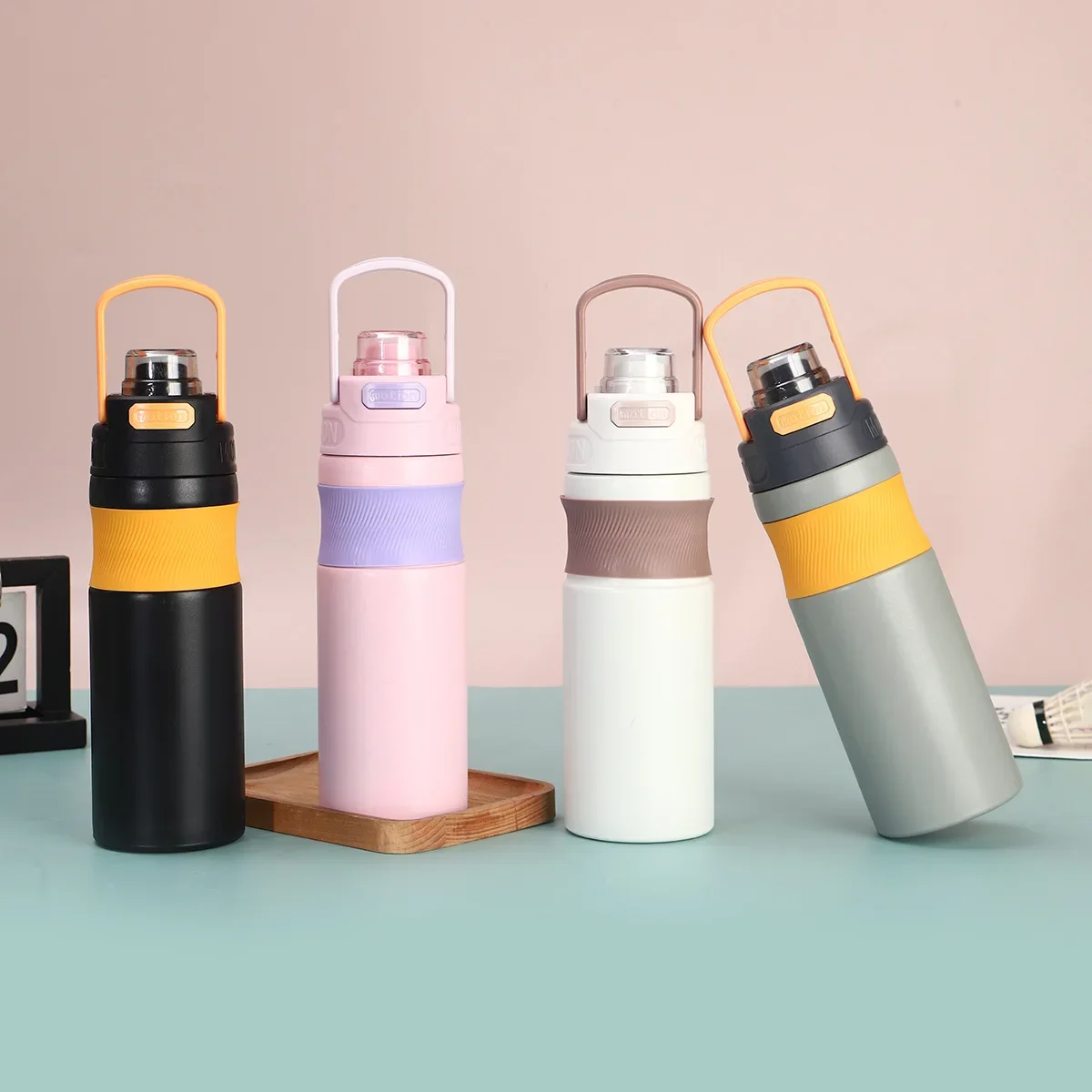 580ML Insulated Stainless Steel Water Bottle Dual Sip Straw & Direct Spout Leak Proof with Handle Car Cup Holder Friendly Sports