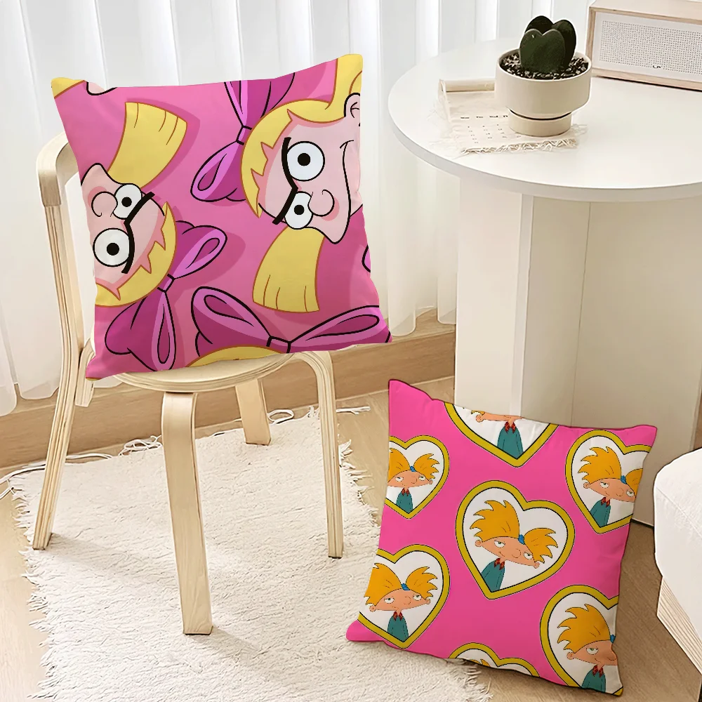 Cartoon H-Hey A-Arnold Pillow Case Living Room Accent Couch Back Support Square Lounge Restful Nap Companion ﻿