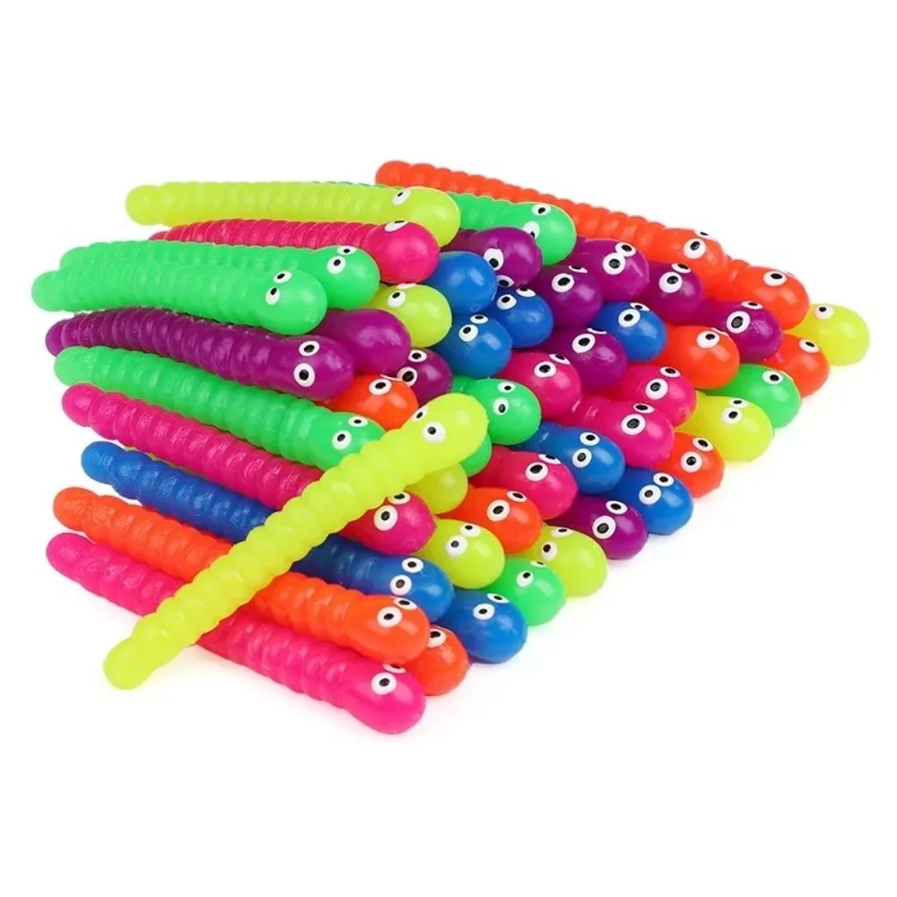 5/12Pcs New Colorful Caterpillars Fidget Toy Soft Caterpillars Anti Stress Release Stretch String Squeeze Toy Gift