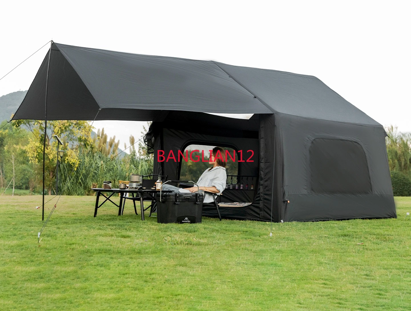 Outdoor camping roof automatic quick-opening tent canopy two-in-one large outdoor camping vinyl tent