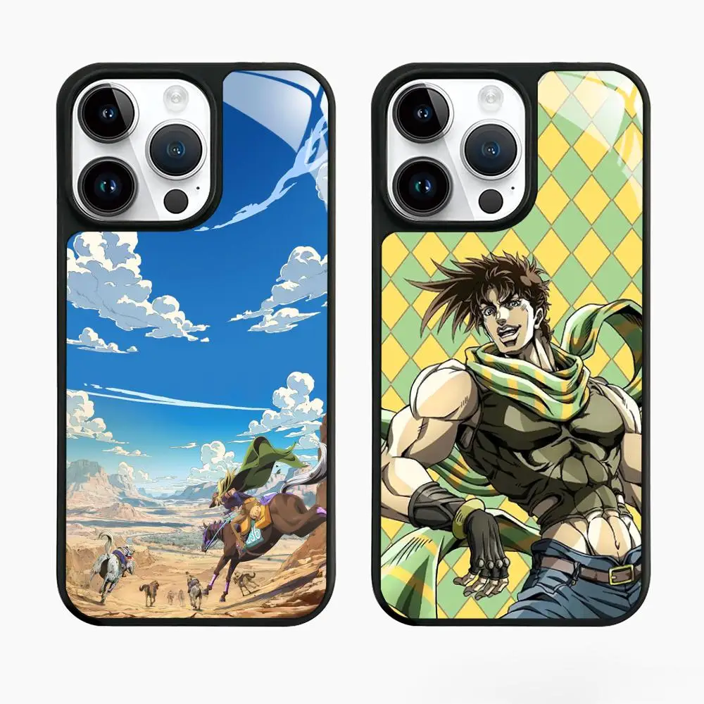 Coque de téléphone antidérapante texturée à l'effigie de JOJO Anime pour iPhone 17, 16, 15, 14, 13, 12, 11 Pro Max Plus
