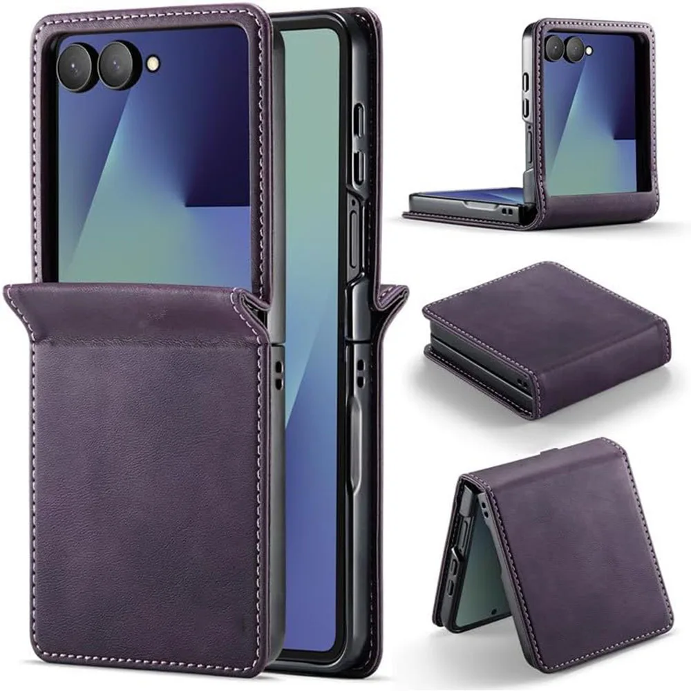 

PU Leather Case for Samsung Galaxy Z Flip 7 – Hinge Protection, Shockproof Flip Cover