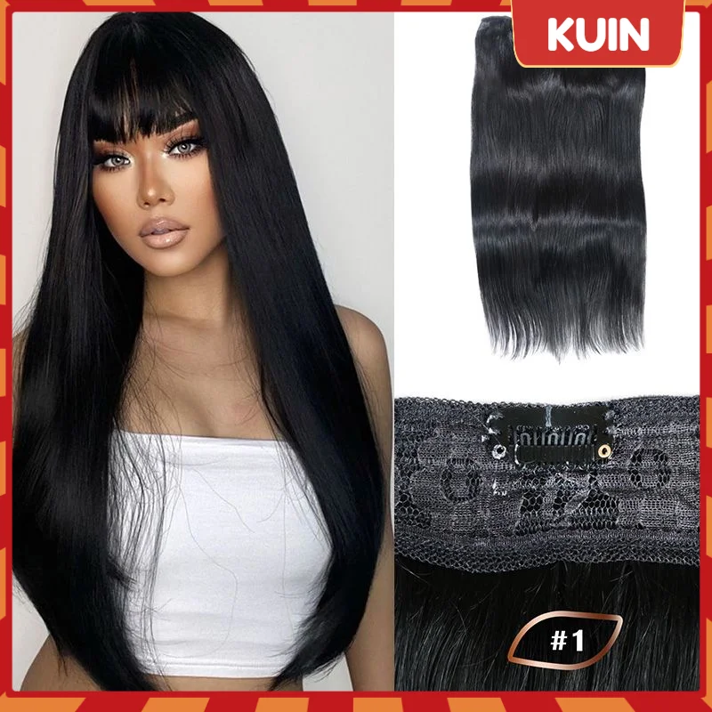 

Straight Clip In One Piece Human Hair Extensions Brazilan Remy Original Human Fusion Hair 10Inche With 5 Clips Natural Hairpiece