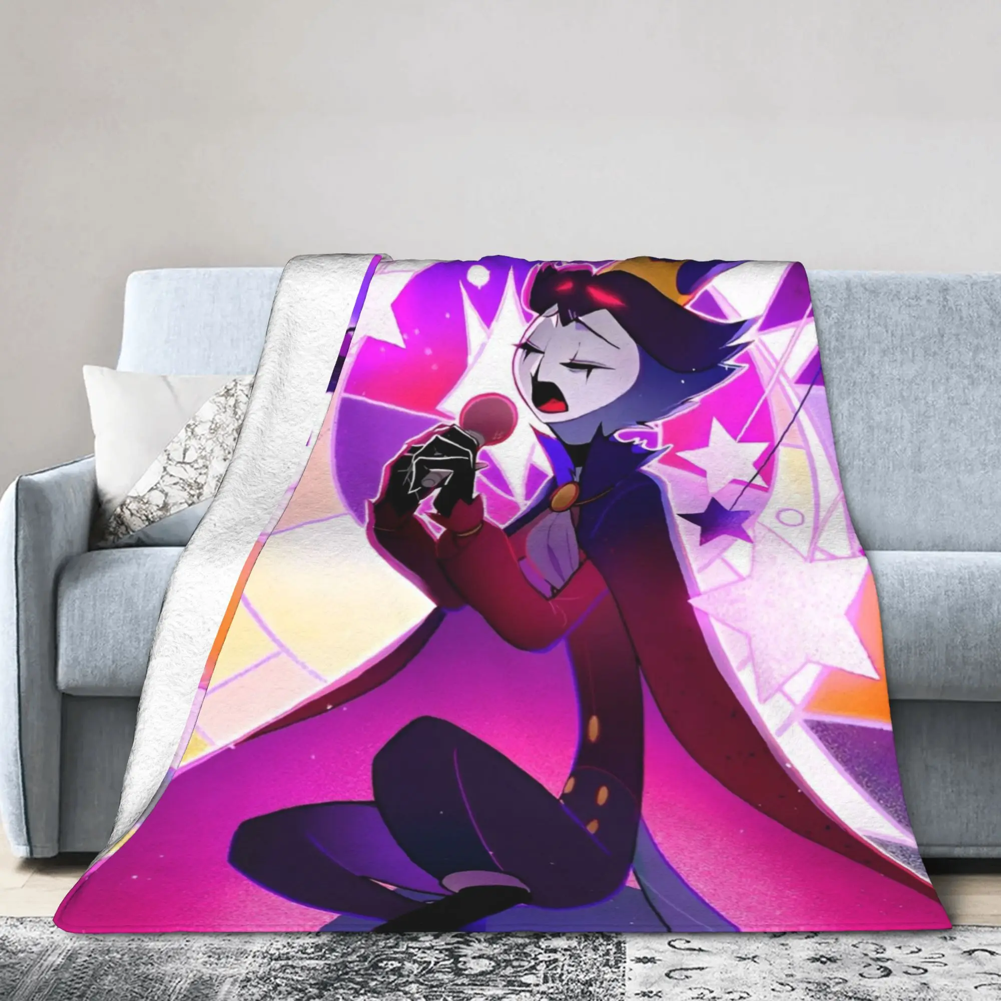 Cartoon Helluva-Boss Blankets Flannel Spring Autumn  Portable Warm Throw Blanket for Bed Office Bedspread