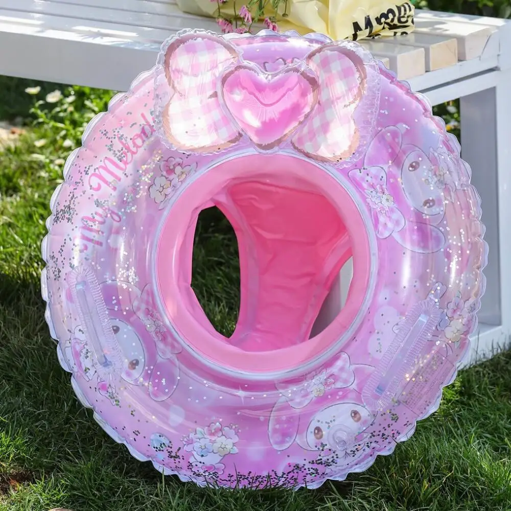 Sanrio Swimming Ring Cute Cartoon Hello Kitty Kuromi Cinnamoroll Kids Armpit Life Buoy Swimming Ring Baby Seat Swimming Rings