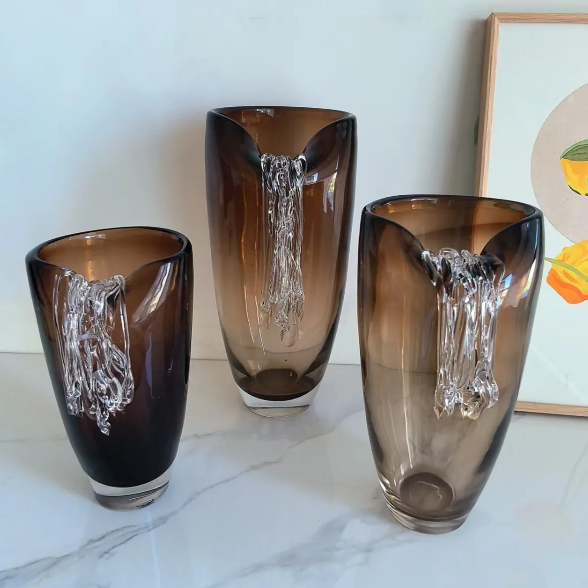 HT Glazed oblique vase model house villa entrance recommended soft decoration  Ready to ship and purchase with peace of mind