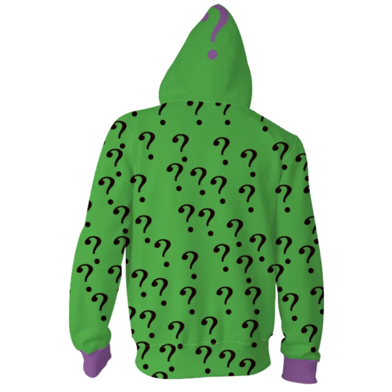 Riddler Cosplay Hoodie Men Women 3D Print Sweatshirt Pullover Zip Up Jacket Coat Casual Streetwear