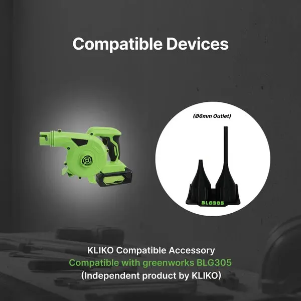 66mm Long & Short Blower Nozzle & Wall Mount Holder Compatible with Greenworks BLG305, Leaf Blower Attachment, Garden Accessory