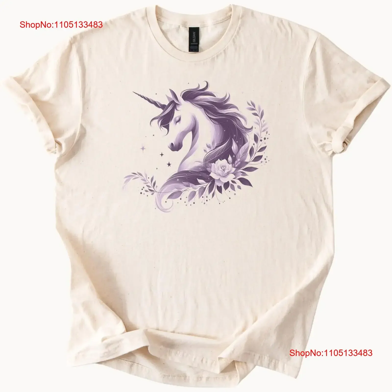 

Unicorn T Shirt Purple Floral Magical Horse vintage Washed Unisex Stylish Comfortable homme Soft streetwear Breathable