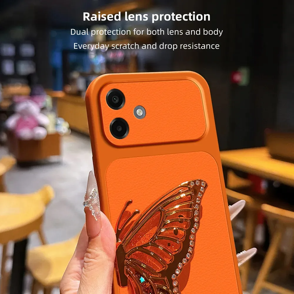 Skinlee For Samsung Galaxy A05S 06 07 08 Case Corning Artificial Belt Butterfly Bracket Case For Samsung A05S 06 07 08 Casing