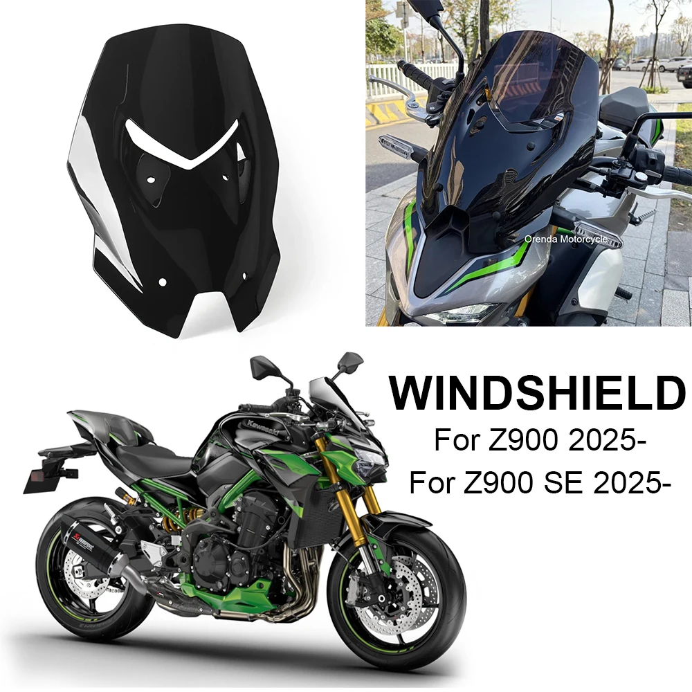 Для Kawasaki Z900 Z900 SE 2025 2026: Новый комплект переднего ветрового стекла, дефлектора и спойлера для мотоцикла, двойной ветровой экран