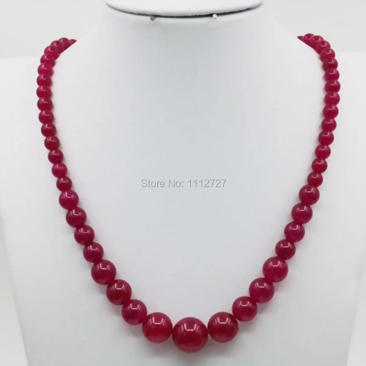 6-14mm Natural Rose Red Jade Stone Tower Necklace Chain Earring Sets Round Beads Women Jewelry Making Gifts Accessories 18inch