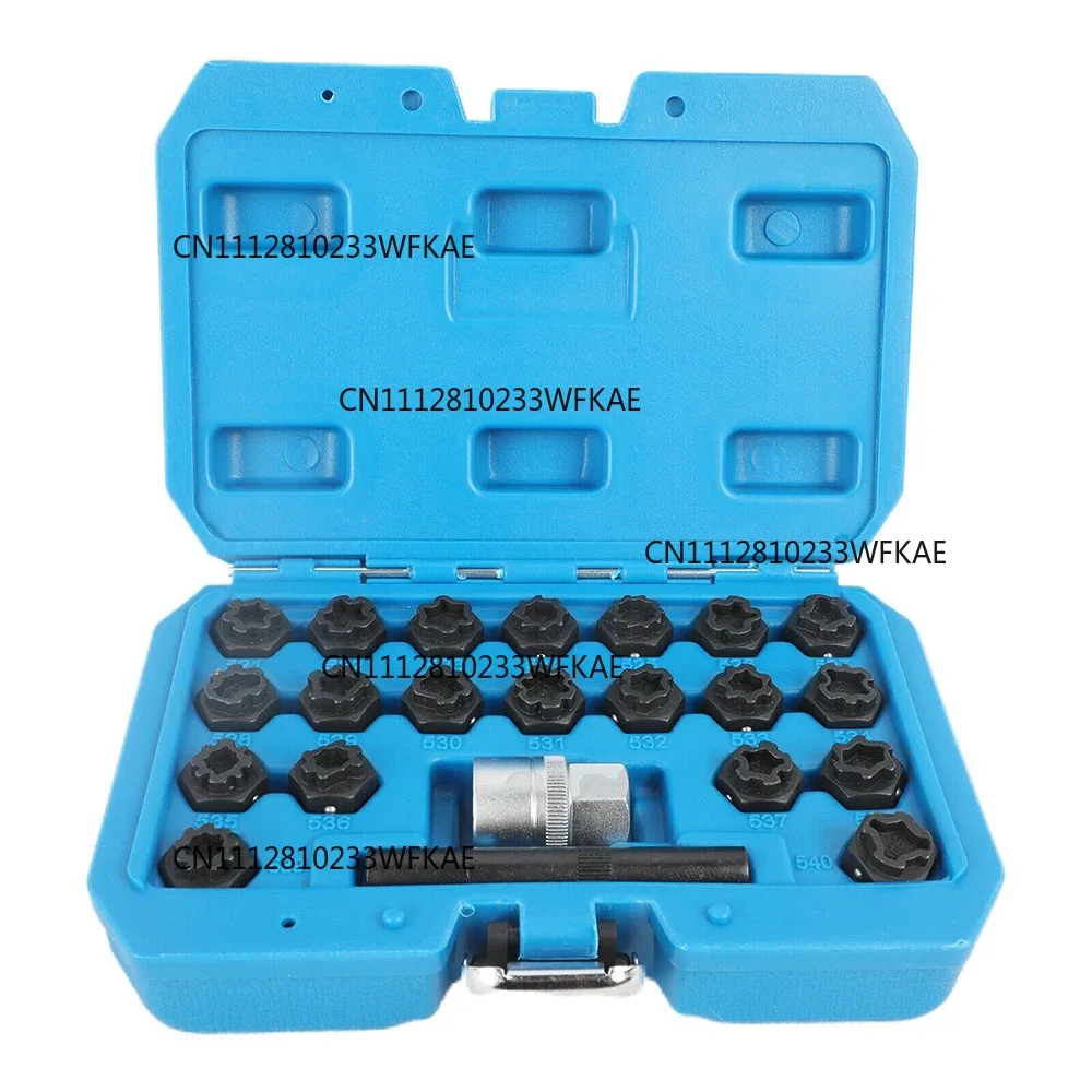 New 22pcs Wheel Lock Lug Nut Removal Key Socket Set Anti-Theft Screw Kit for VW 521-540 Anti-Theft Screw Sleeve