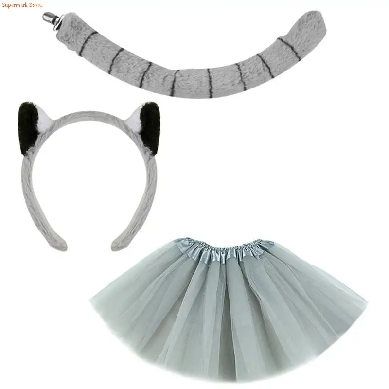 Q5WE Halloween kostium małpy z opaską na ogon małpy muszka rękawiczki i spódnica dla dzieci chłopiec dziewczyna przebranie na