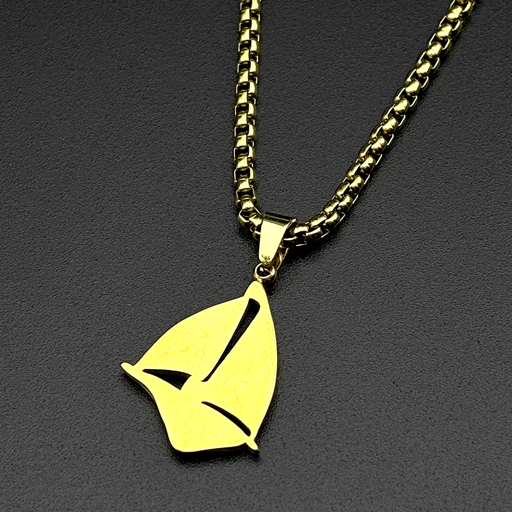 Navigation Sailing Ocean Chain For Women Men Stainless Steel Gold Color Male Hiphop Summer Sports Necklace Jewelry Gifts