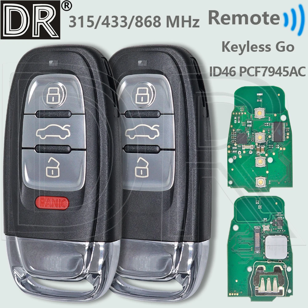 

DR Keyless Go 4G 0959754 J ID46 PCF7945AC Чип 315/433/868 МГц Автомобильный дистанционный ключ 8T 0959754 K Для Audi A4 A5 A6 A7 S5 Q5 2010-2018