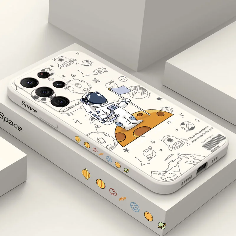 

Funny Astronaut Phone Case For Samsung Galaxy S22 S21 S20 Ultra Plus FE S10 S9 S10E Note 20 ultra 10 9 Plus Cover