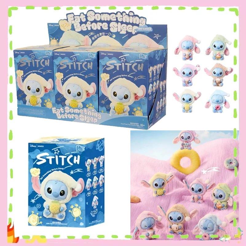 

Mini Stitch Eat Something Before Sleep Series Blind Plush Box Vinyl Toys Cute Doll Box Mystery Bag Pendant Decoration Gift