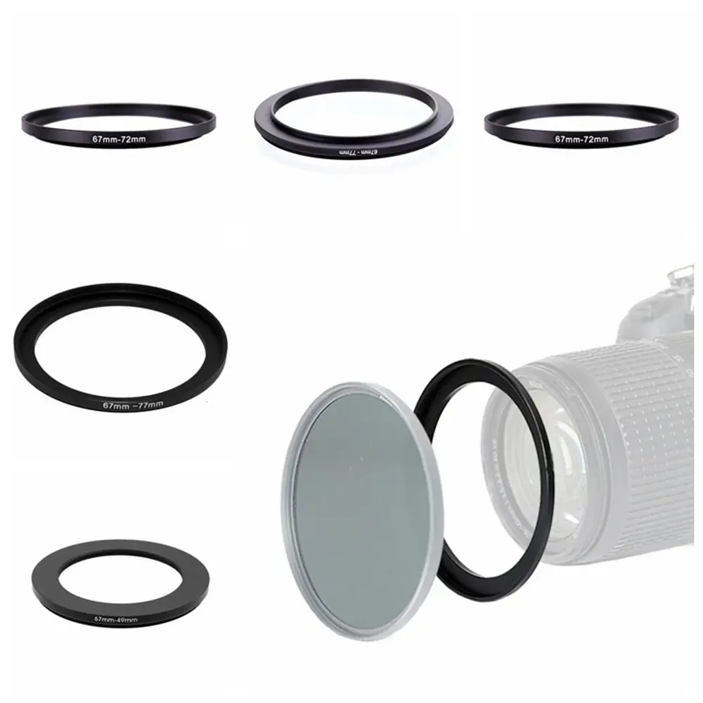 Camera Lens Filter Adapter Ring Step Up / Down Ring Metal 67 mm - 52 55 58 62 72 77 82 mm for UV ND CPL Lens Hood