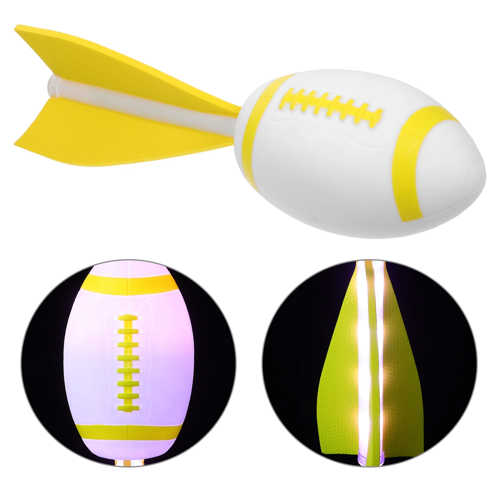 كرة الرجبي الطائرة المتغيرة الألوان المتوهجة ألعاب كرة القدم الداكنة كرات القدم البيضاء لألعاب الأطفال