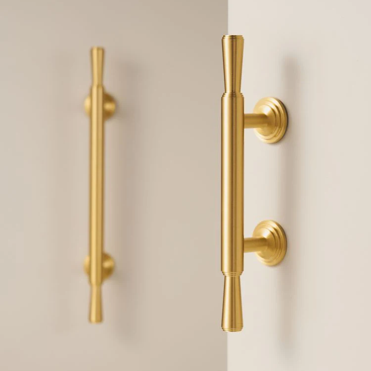 Solid Brass European Luxury Style Furniture Handle Cabinet Knobs T-bars 96/128/160/192 Hole Distance Drawer Cabinet