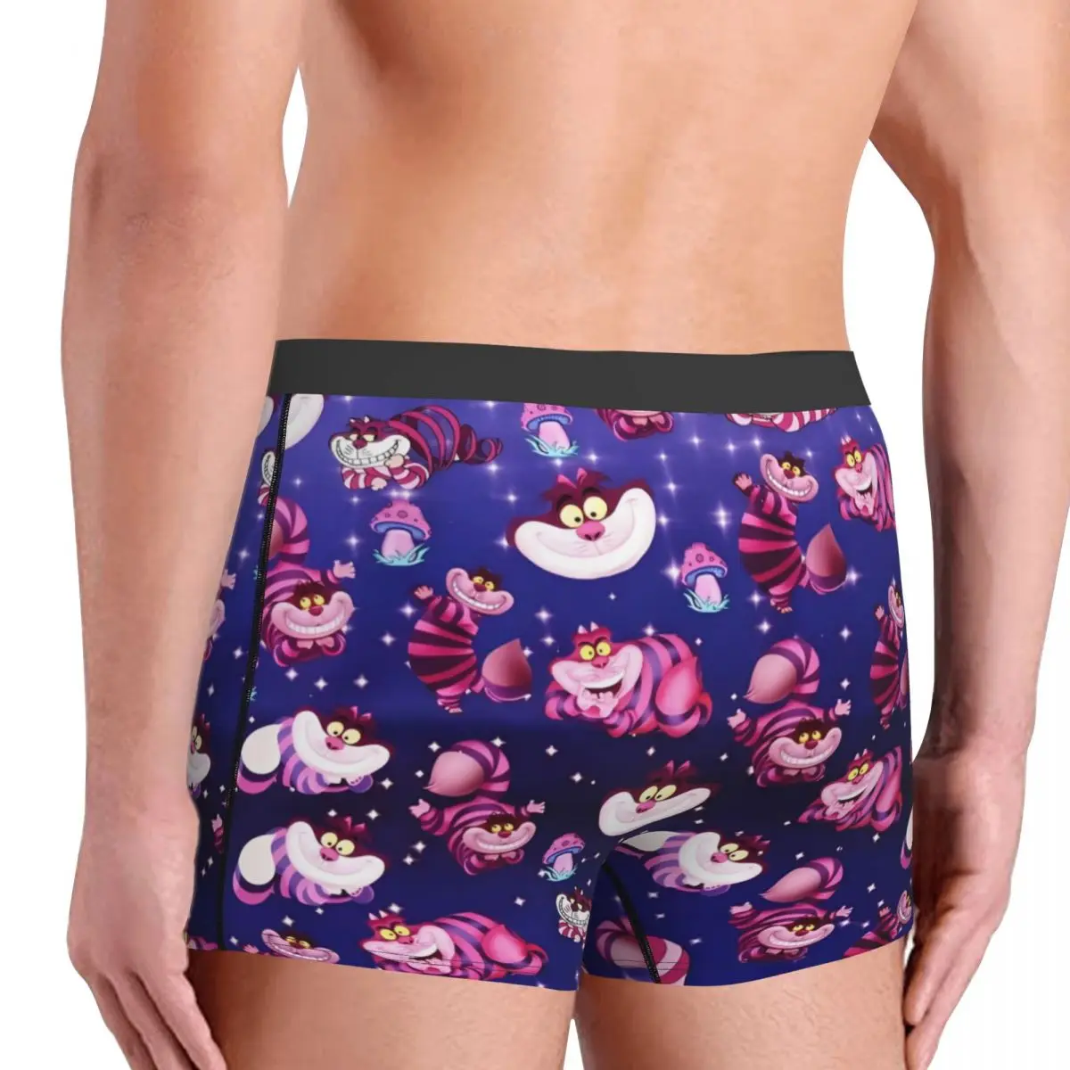Biancheria intima personalizzata per gatti Cheshire moda maschile Alice nel paese delle meraviglie modello cartoon boxer slip pantaloncini elasticizzati mutandine mutande