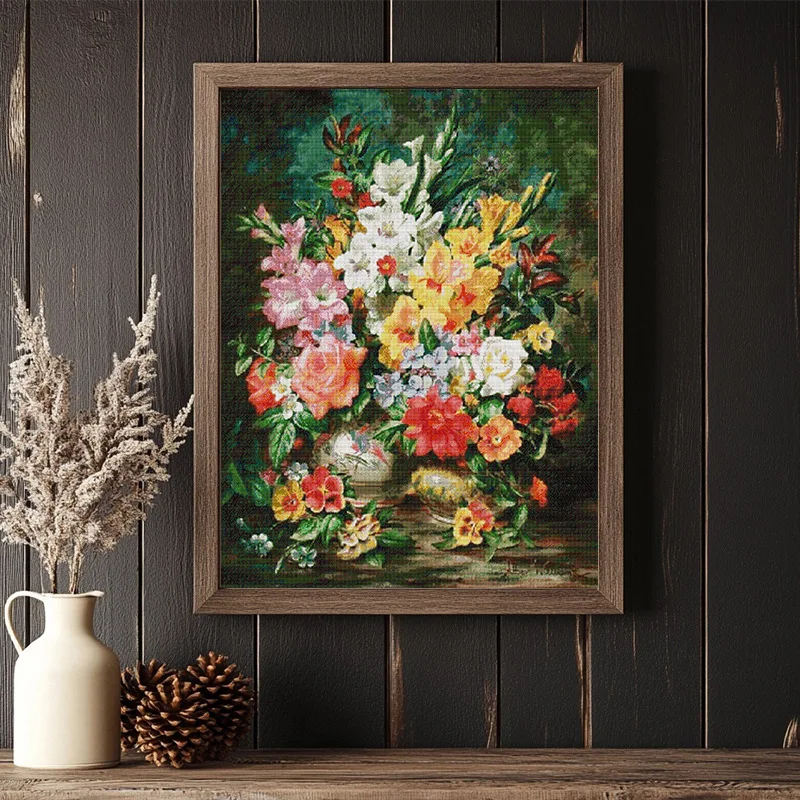 

Soulgift Новый набор для вышивки крестом с предварительной печатью, штампованные нитки DMC 9CT/11CT/14CT/16CT, набор для вышивания - много цветов Bloom