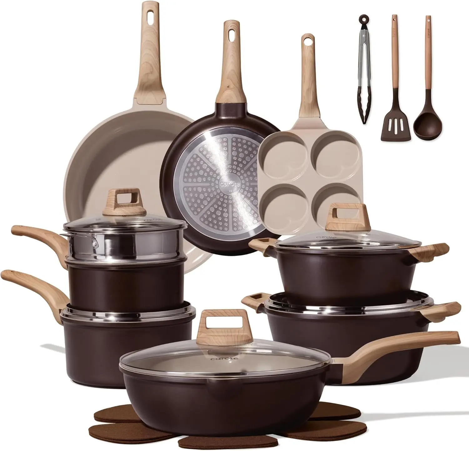

21 PCS Ceramic Cookware Set, Pots and Pans Set Non Stick, Pot and Pan Set with Frying Pan, Induction Ready Cooking Set for Kitch
