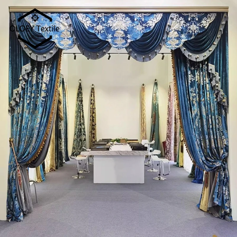 

Luxury European Silk Velvet Curtains for Living Room Bedroom Villa Palace American High End Thick Drapes Custom Drapes