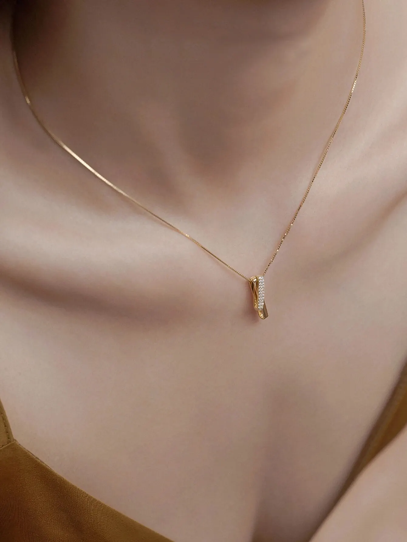 1PCS Simple Personality Geometric Lines Unknown Ring Interlocking Wedding Birthday Party Proposal Gift Collarbone Chain Necklace