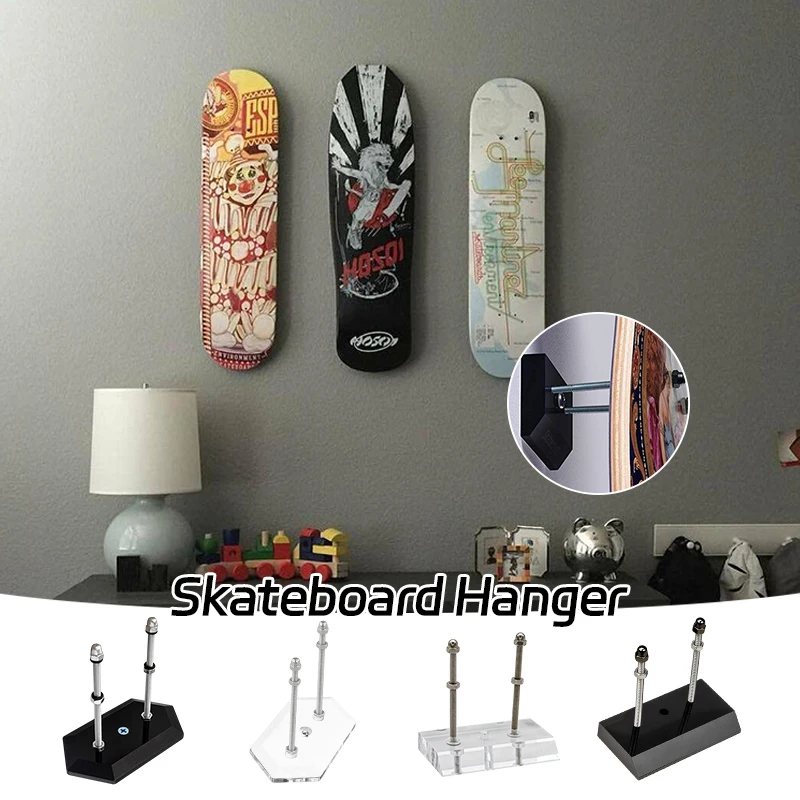 Acrylic Wall Mount Skateboard Rack Longboard Deck Hanger Display Rack Holder Screw Wall Hanging Skateboard Display Rack