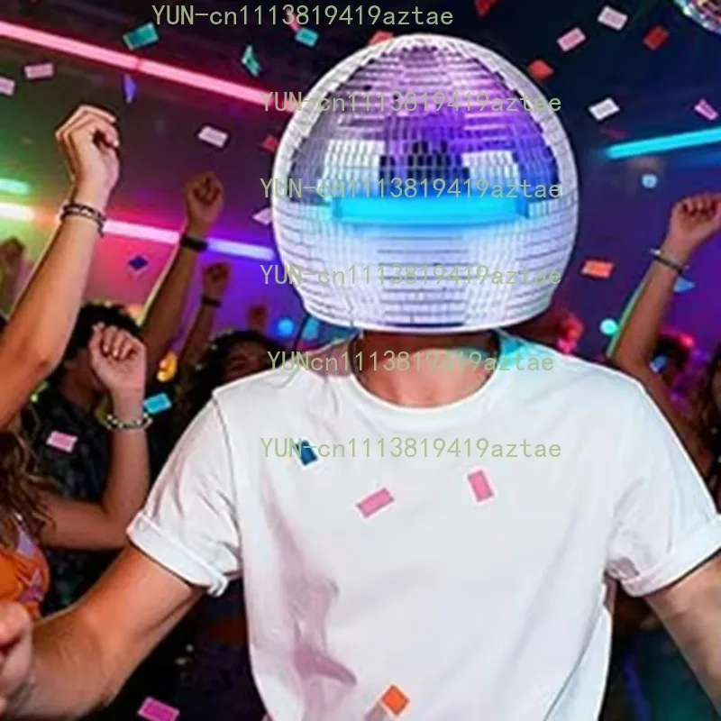 Mirror ball glass reflective ball helmet stage decoration performance radium performance props headdress