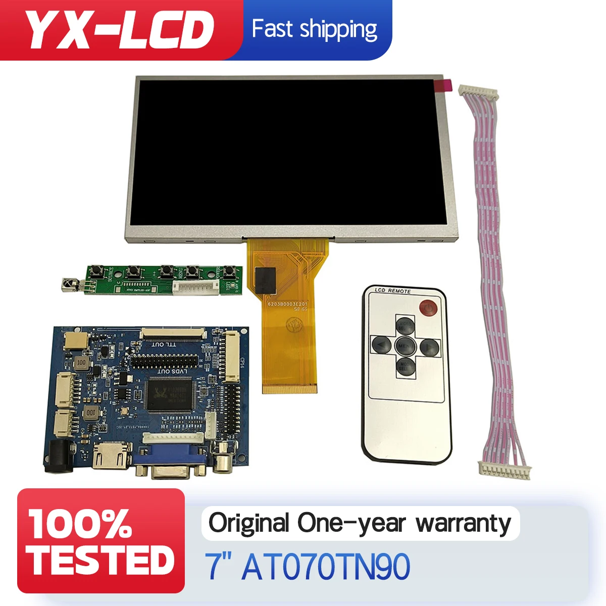 

100% Tested 7.0" LCD Display Screen AT070TN90 AT070TN92 AT070TN93 AT070TN94 HDMI+VGA+AV Controller Driver Board Monitor Panel