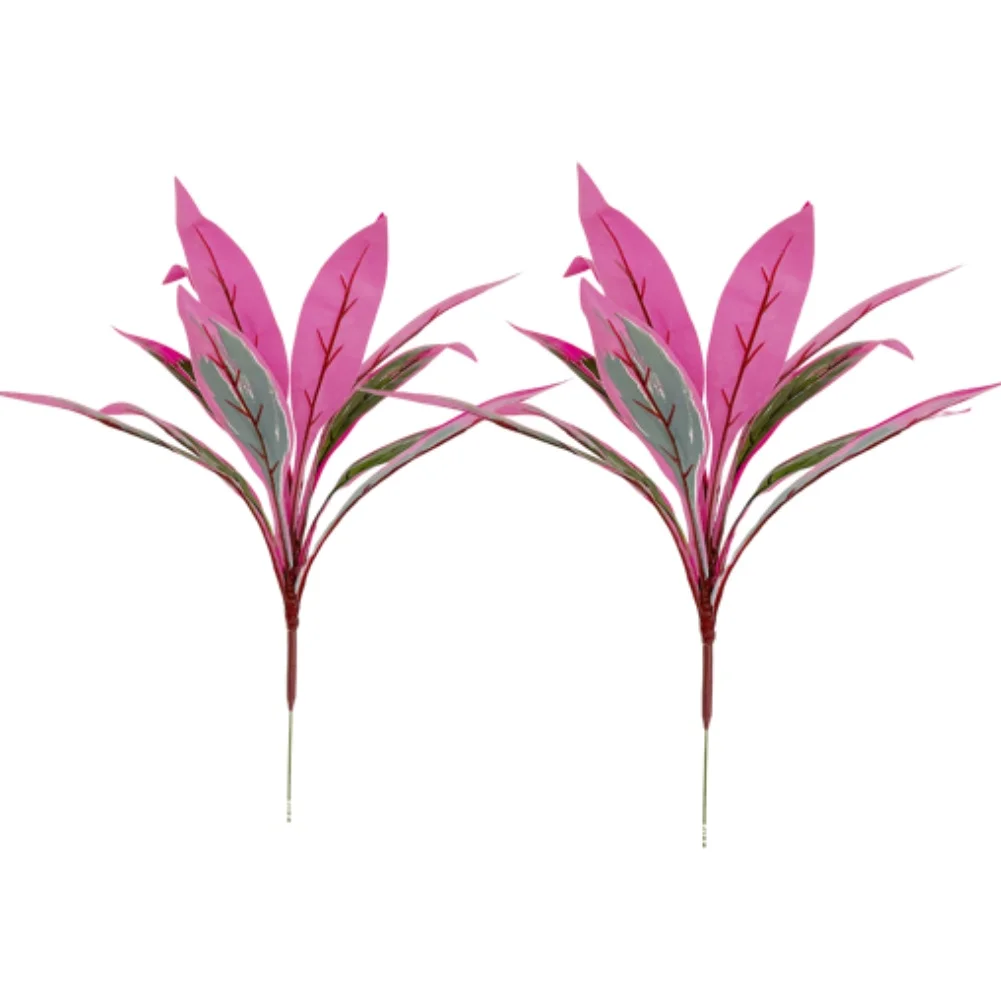 Outdoor Artificial Plant Set Realistic Boston and Dragon Blood Tree For UV Protected 2pcs 53cm Red Purple PE Material