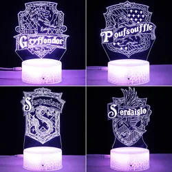 Harry Potter 3D Night Light Anime Figures Hogwarts Acrylic Crack Base Night Light Home Bedroom Decoration Table Lamps Kids Toys