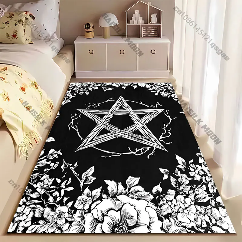 Pentagram nature floral mystical contrast carpet Yoga living room room decor children's crawling mat doormat area rug