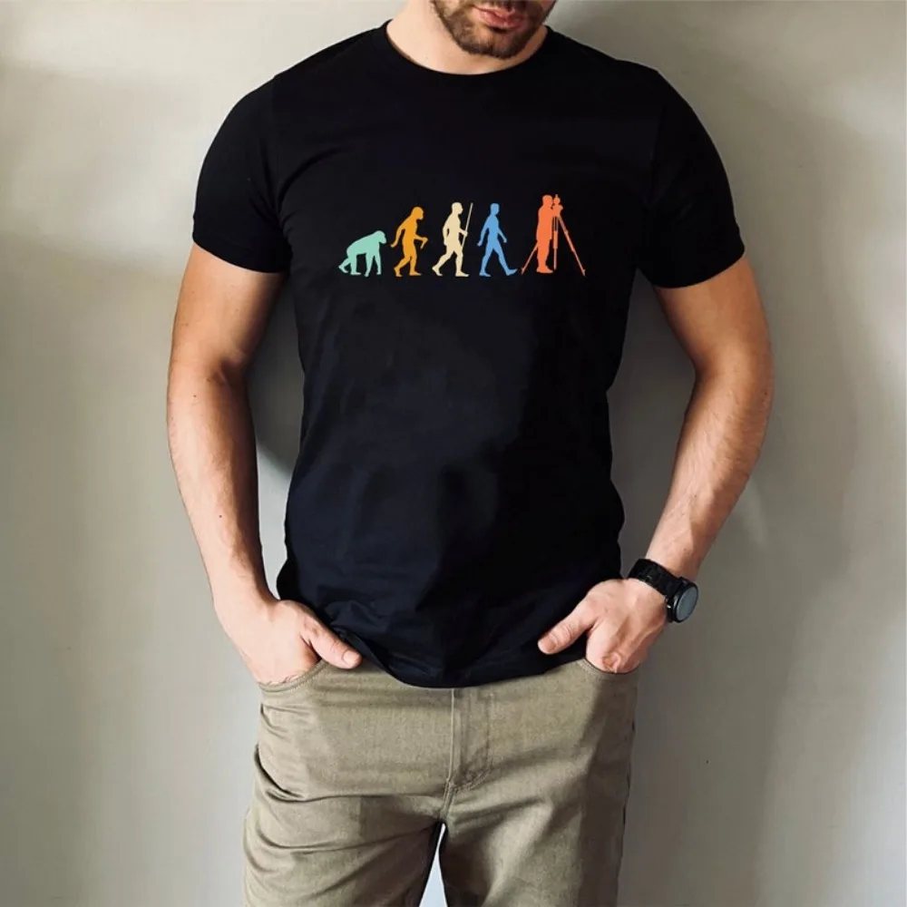 Evolution of Man Road Surveyor T-shirt Funny Civil Engineer Shirt Retro Vintage Tshirt Birthday Gift Family Presents Tee Tops
