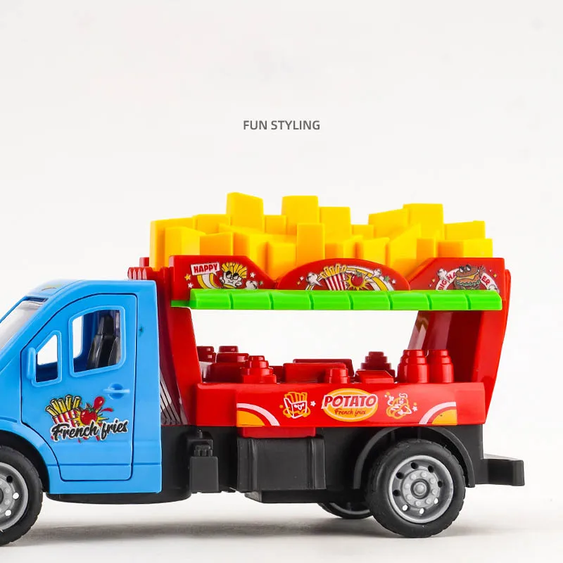 ألعاب تعليمية للأطفال محاكاة البطاطس المقلية شاحنة الوجبات السريعة لعبة سيارة الجمود الإبداعية بطاطس بلاستيكية صغيرة التراجع سيارة