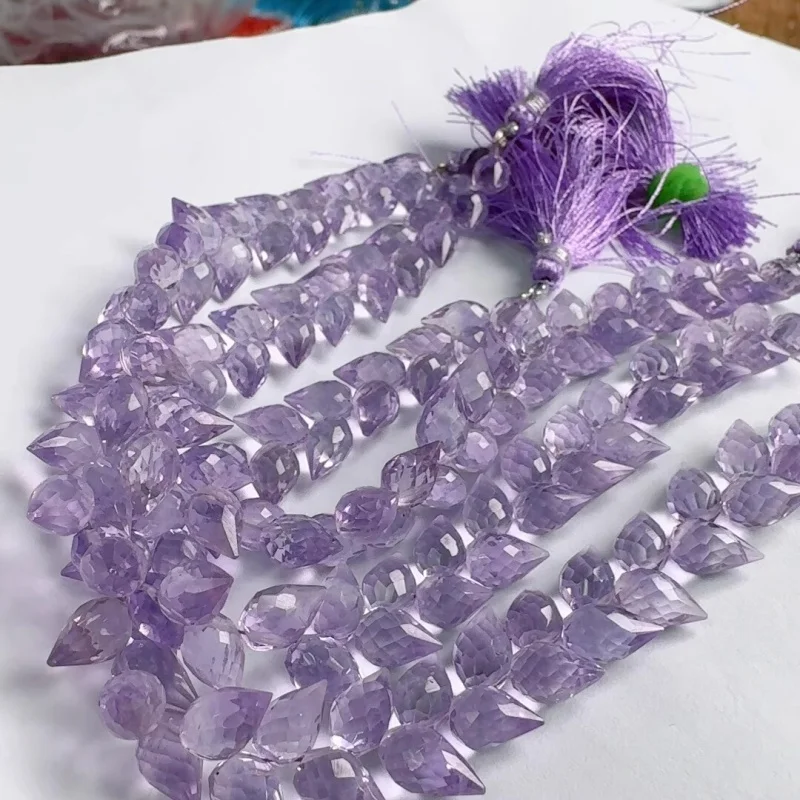 

6А Аметист зеленый кристалл уха пшеничной формы граненая капля 8-10мм 20см для изготовления ювелирных изделий своими руками свободные бусины FPPJ оптовая продажа природа