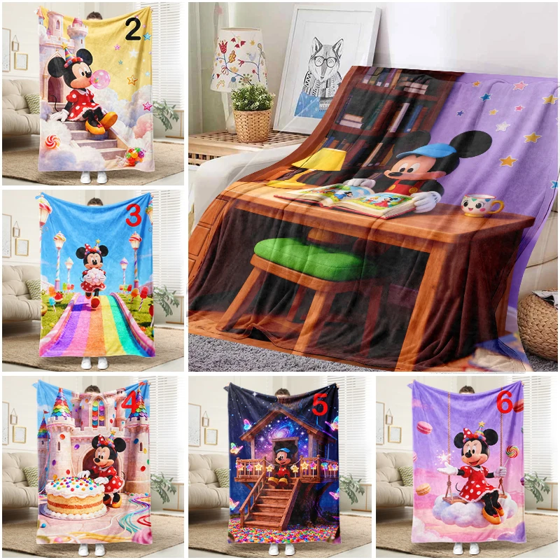 

Disney Mickey Mouse Reading Blanket Soft Flannel Throw Sofa Bed Cover for Kids Adults Gift