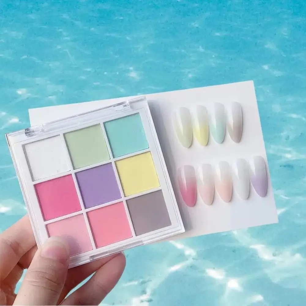 Polveri per unghie solide da 9 colori Set di palette di polveri solide al neon magico Polvere Ombre per unghie Design sfumato Glitter per manicure