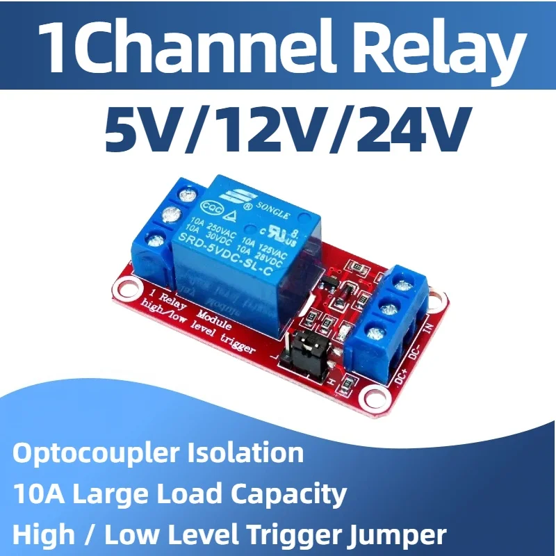 1/5PCS 5V 12V 24V One 1 Channel Relay Module Board Shield With optocoupler Support High and Low Level Trigger