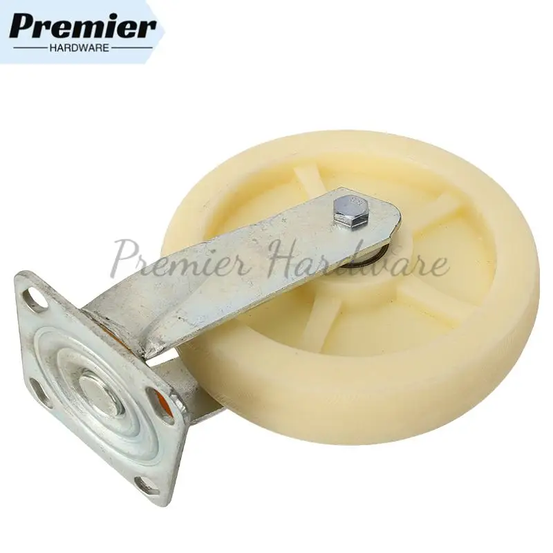 

Heavy Duty Industrial Casters with 8 Inch Universal Nylon Wheel - Flat Forklift Handling Wheel