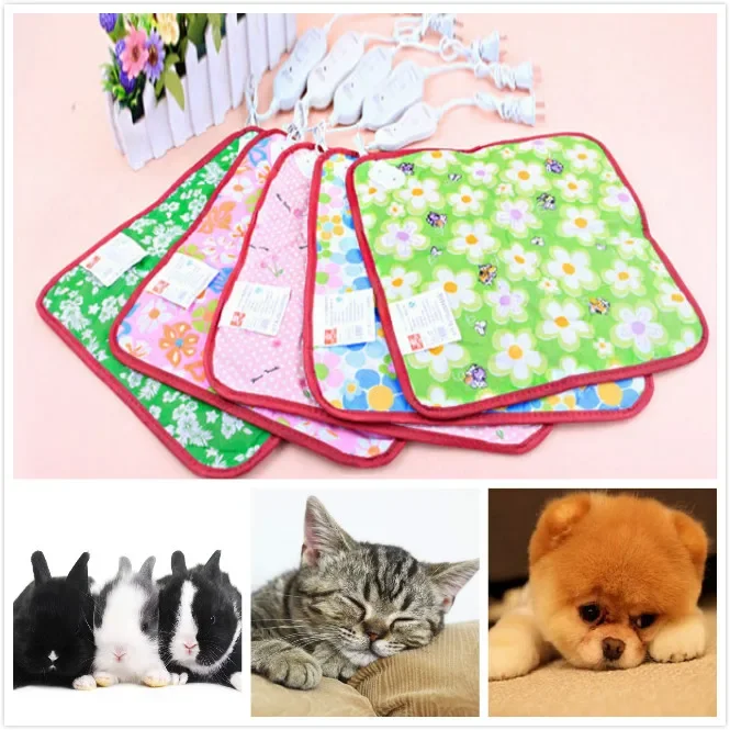 220V/12V 3 Gear Pet Electric Heating Pads Heated Blanket Heated Blanket Dog Cats Warmer Mat Dog Bed Cat Bed Random Color 45x45cm