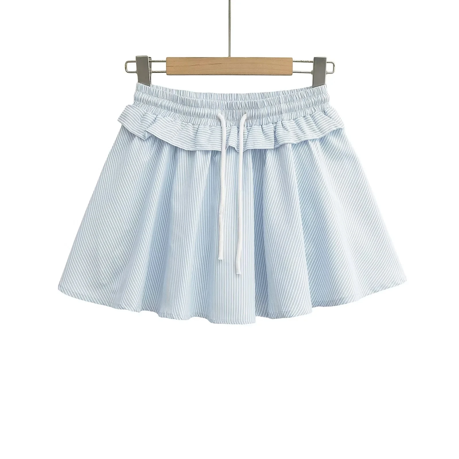 アメリカンシンプル無地カレッジ風長袖シャツツーピースセットスパイシーガールハイウエストプリーツショートスカートAラインアンブレラスカートセット