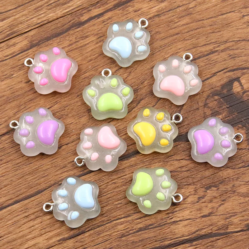 10PCS 20X21mm 6 Color Transparent Cat Claw Resin Charms DIY Cartoon Animal Earring Pet Choker Pendants Jewelry Accessory Make